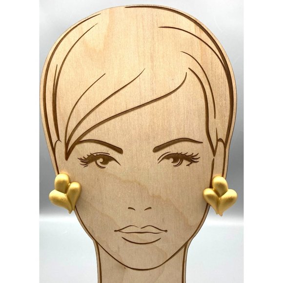 Vintage Trifari Satin Teardrops Earrings, Rich Gold Tone Abstract Clip Ons - Picture 3 of 6